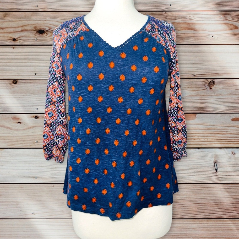 FP3 Anthropologie Akemi + Kin women's blouse shirt top small polka dot peasant